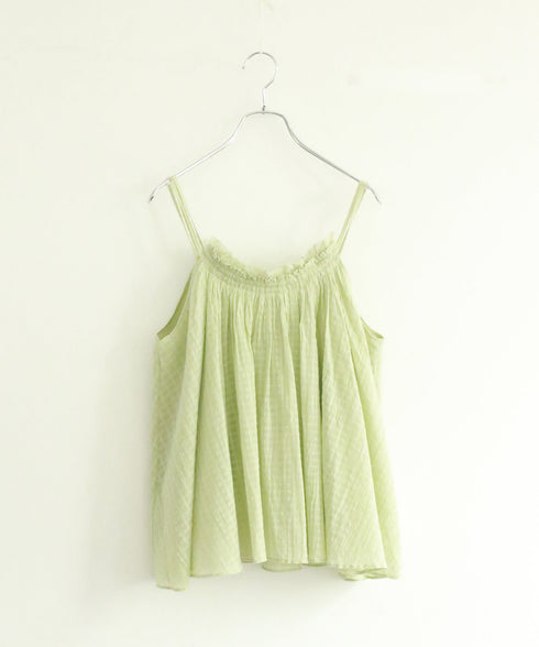 natural dye sheer cotton check gather camisole