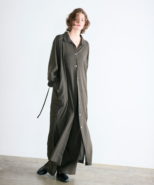 hemp lyocell high neck shirt dress