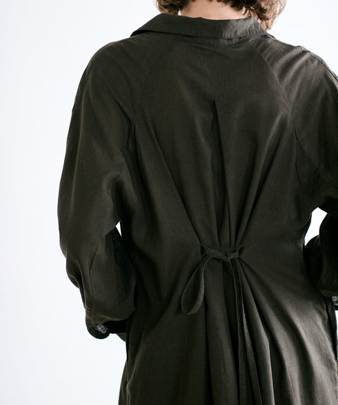 hemp lyocell high neck shirt dress