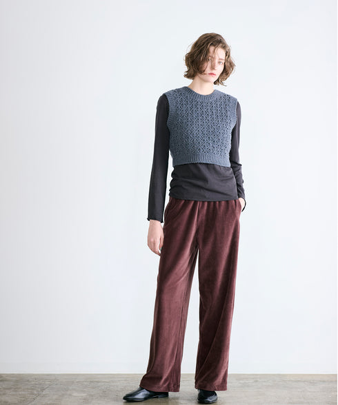 cotton velour wide pants
