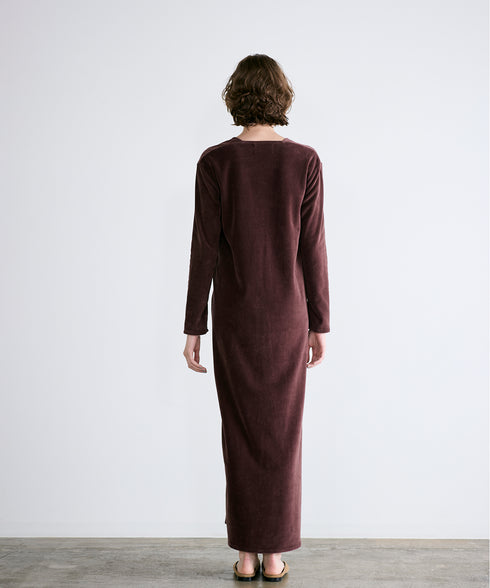 cotton velour deep v-neck dress