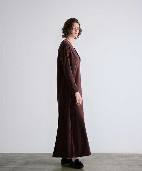 cotton velour deep v-neck dress