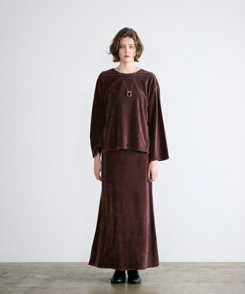 cotton velour deep v-neck top