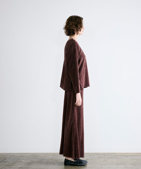 cotton velour deep v-neck top