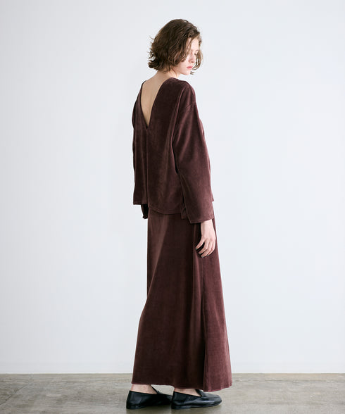 cotton velour long skirt