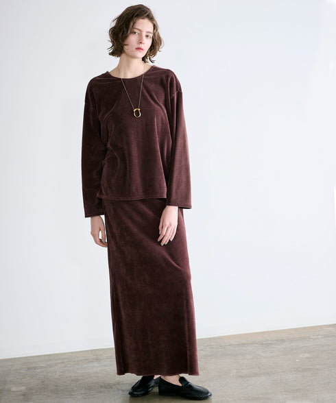 cotton velour deep v-neck top