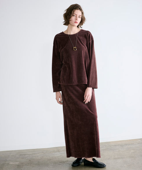 cotton velour long skirt