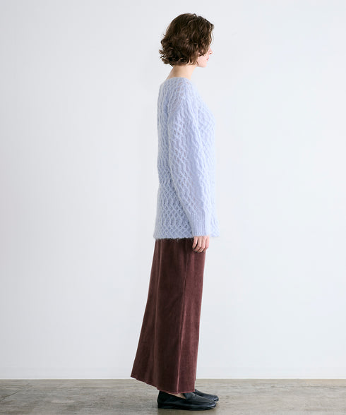 wool mohair cable boatneck top