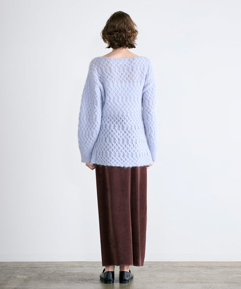 wool mohair cable boatneck top