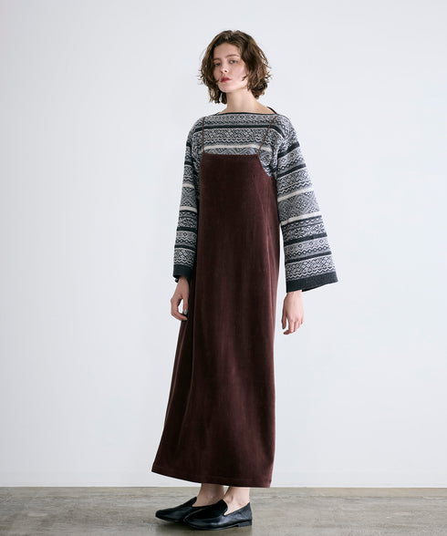 wool jacquard boatneck top