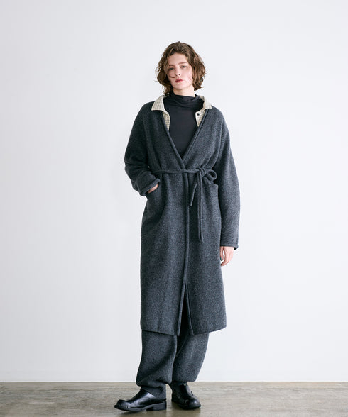 boiled wool long cardigan