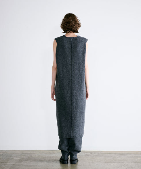 boiled wool v neck dress