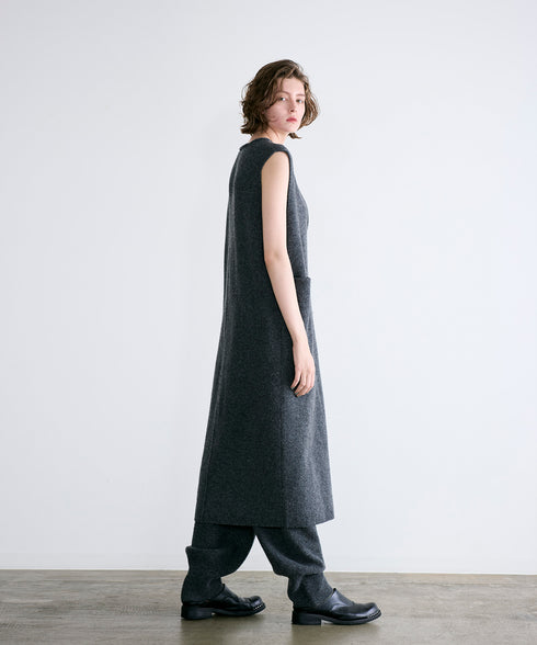 boiled wool v neck dress
