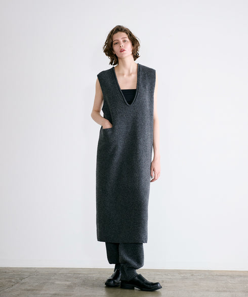 boiled wool high waist pants