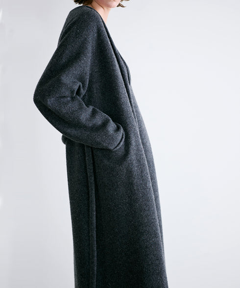 boiled wool long cardigan