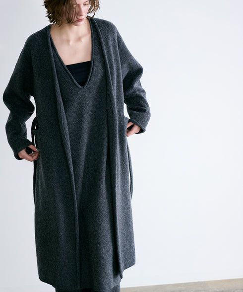 boiled wool v neck dress
