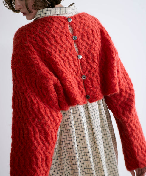 wool mohair cable cropped cardigan