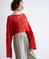 wool mohair cable cropped cardigan