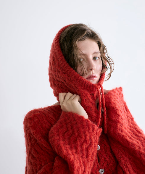 wool mohair cable balaclava