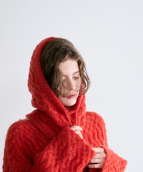 wool mohair cable balaclava