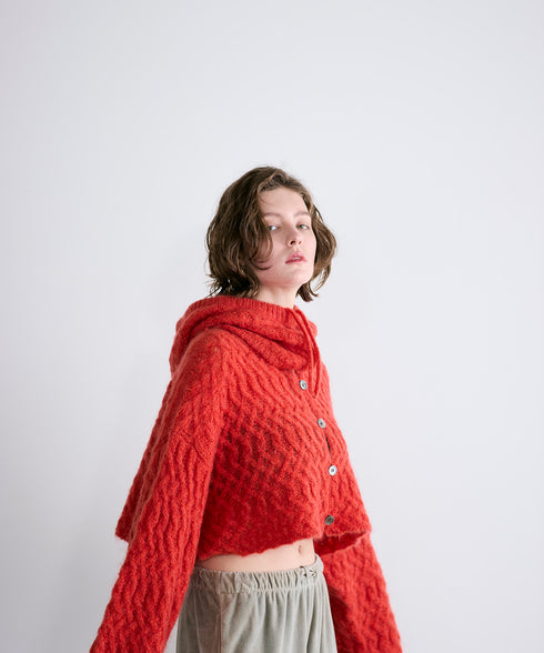 wool mohair cable balaclava