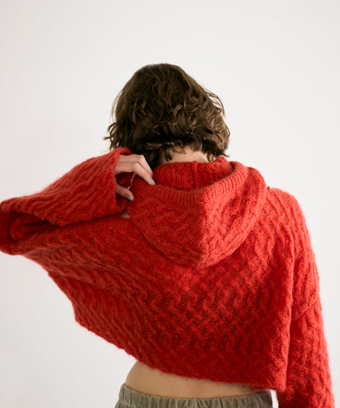 wool mohair cable balaclava