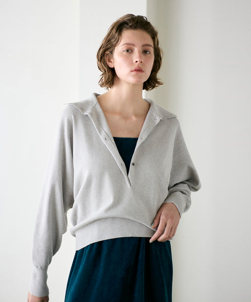 seawool×organic cotton polo knit