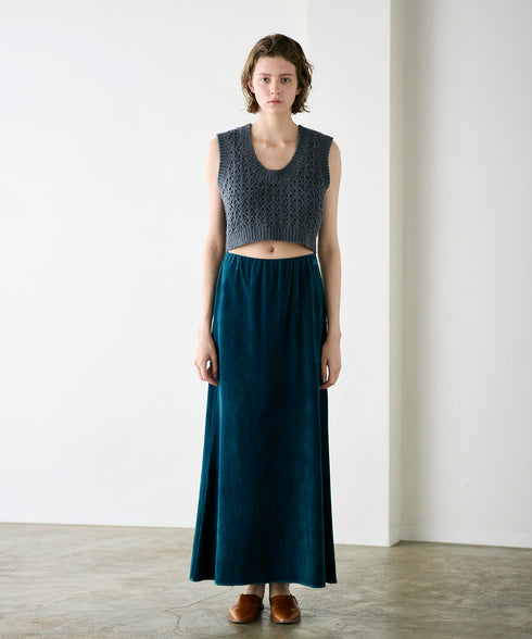 cotton velour long skirt
