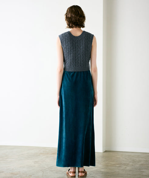 cotton velour long skirt