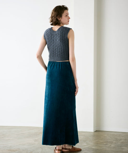 cotton velour long skirt