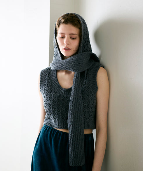 crochet double knit hood muffler