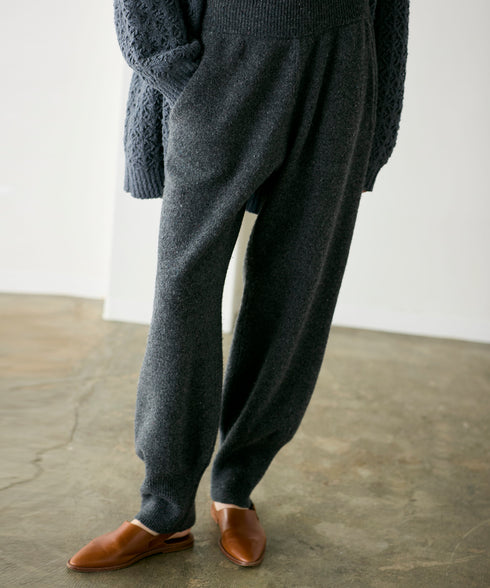 boiled wool high waist pants