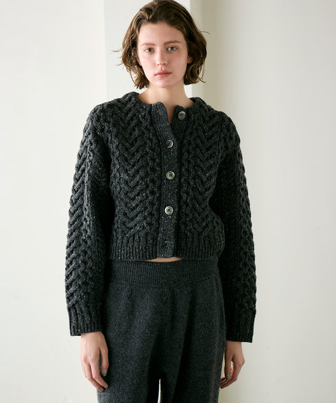 wool nep cable cardigan