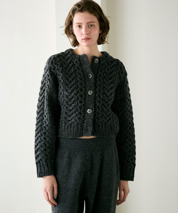 wool nep cable cardigan