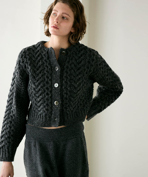 wool nep cable cardigan