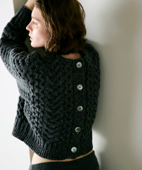 wool nep cable cardigan