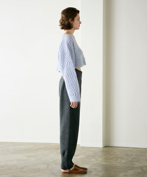 wool mohair cable cropped cardigan