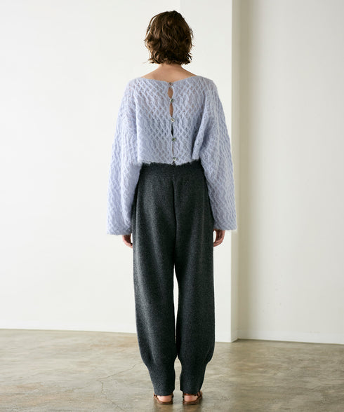 wool mohair cable cropped cardigan