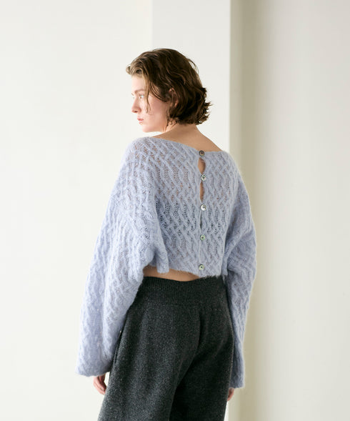 wool mohair cable cropped cardigan