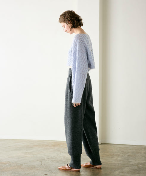 wool mohair cable cropped cardigan