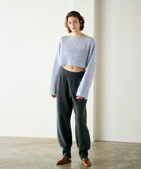 wool mohair cable cropped cardigan