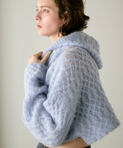 wool mohair cable balaclava