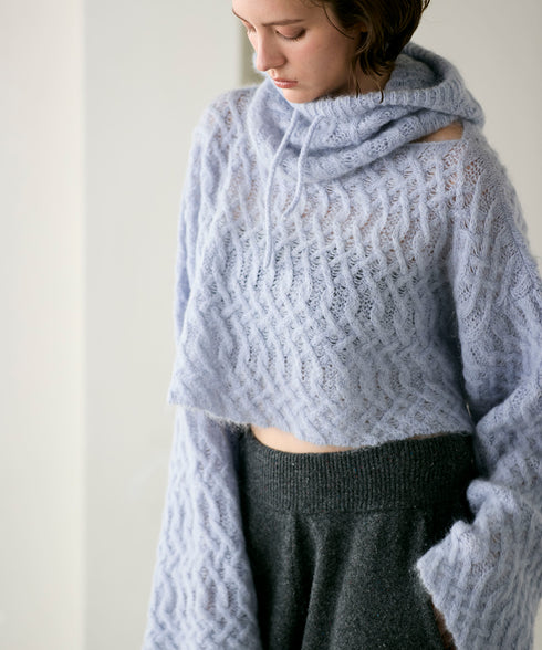 wool mohair cable balaclava