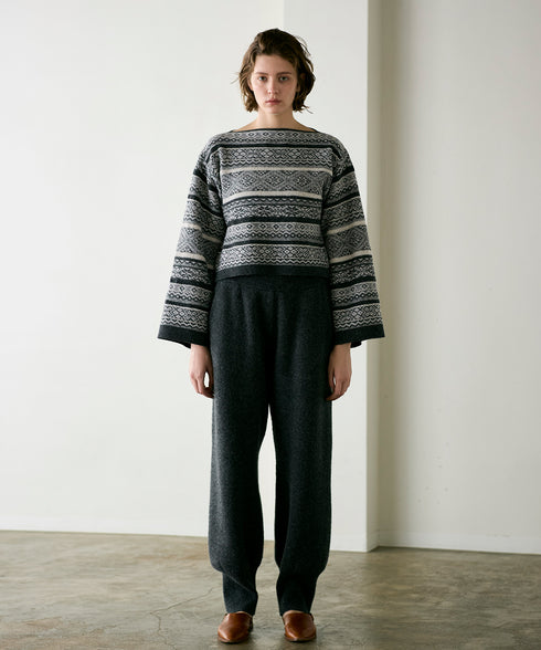 wool jacquard boatneck top