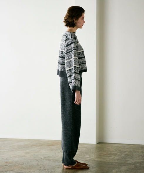 wool jacquard boatneck top