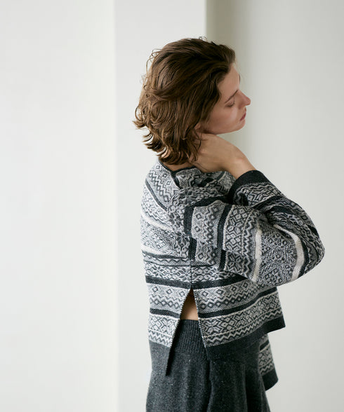 wool jacquard boatneck top
