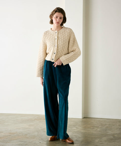 cotton velour wide pants