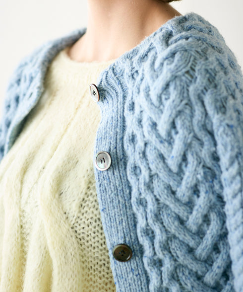 wool nep cable cardigan