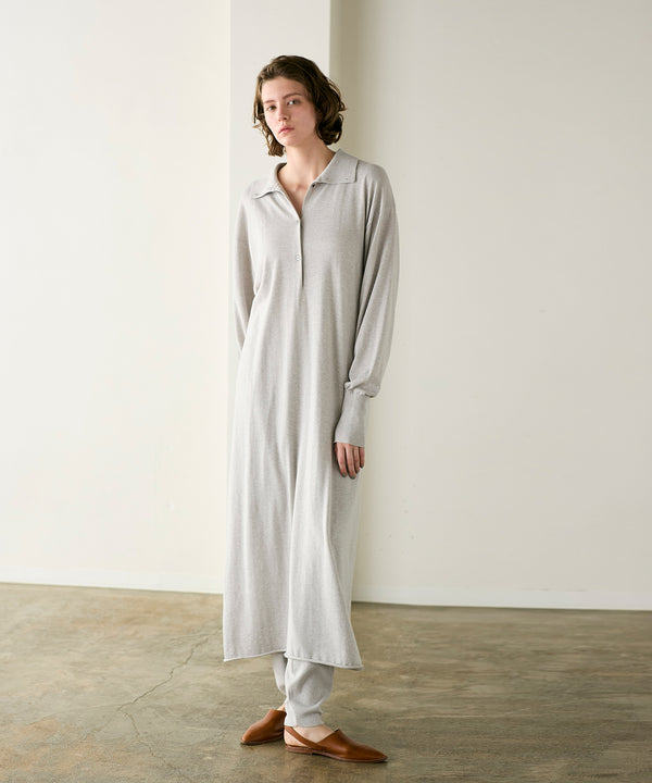 seawool×organic cotton polo knit dress