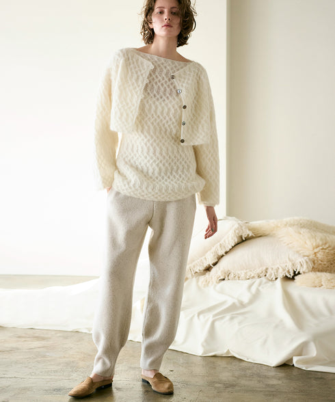 boiled wool high waist pants